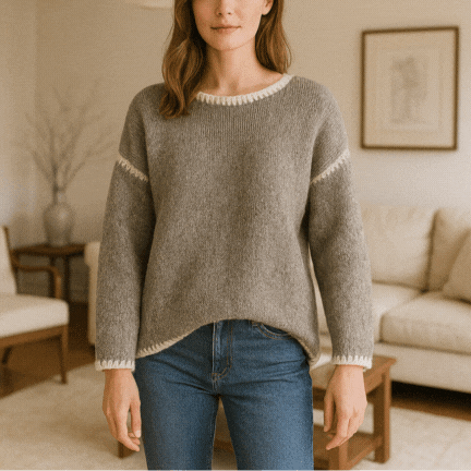 Long-sleeved knit sweater