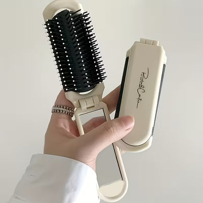 Foldable Mini Hairbrush with Mirror