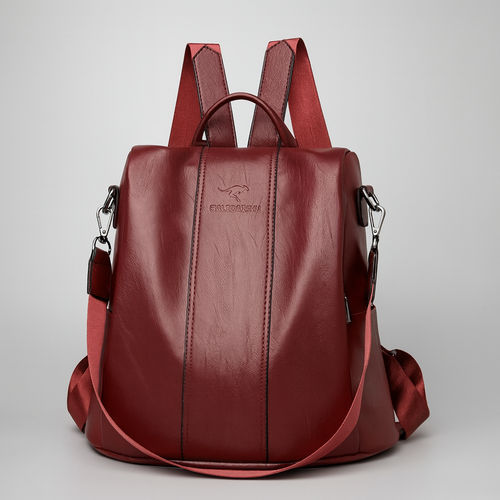 Anti-theft leather backpack