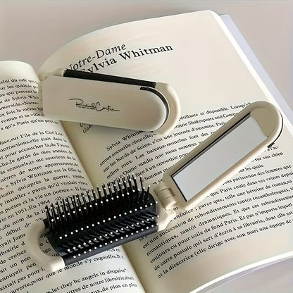 Foldable Mini Hairbrush with Mirror